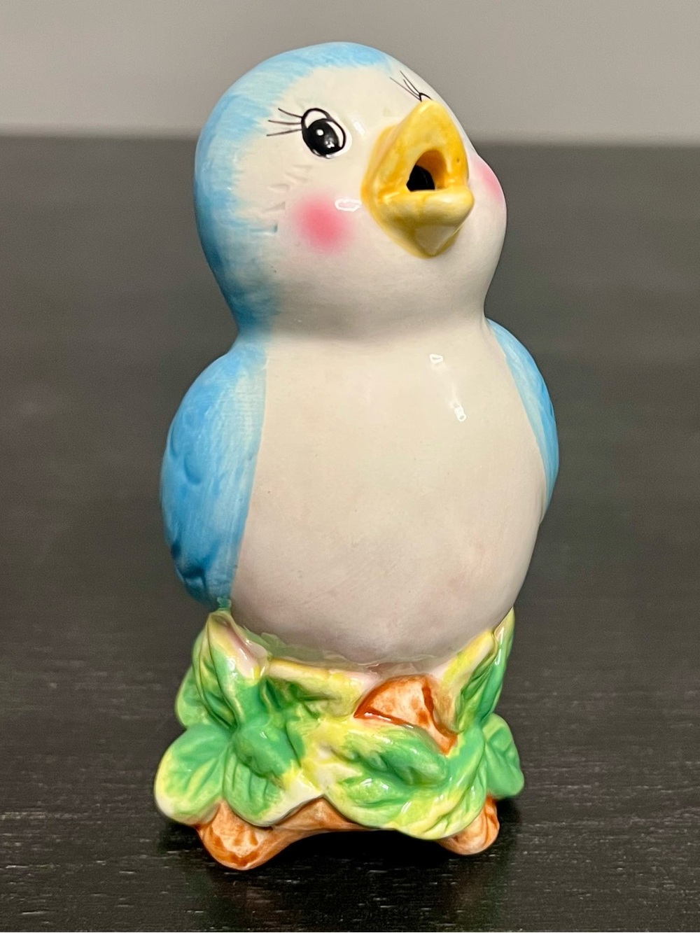VTG Blue Song Bird Pie Bird/Vent/Funnel 5” Kitschy Adorable Retro